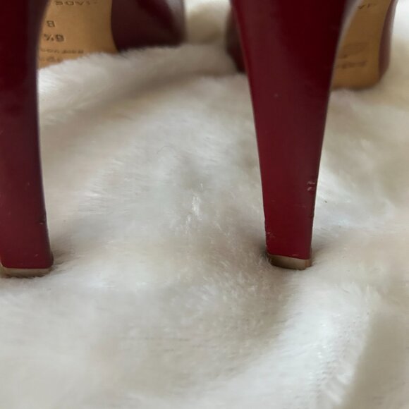 Kate Spade Red Patent Leather Pumps Womens 6.5 VTG Made in Italy Peep Toe - Picture 8 of 12